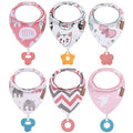 Baby Bandana Drool Bibs 6-Pack and Teething Toys 6-Pack Made with 100% Organic Cotton, Absorbent and Soft Unisex - color: Bandana Bibs Multicolor - Unisex