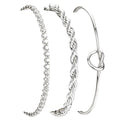 925 Sterling Silver Bracelets for Women Stack, Trendy Tennis Bangle Cuff Jewelry Set 14K Gold Plated, Adjustable Bracelet Set for Wrist Essentials, Women Fashion Watch Band Acecessories - style: Bracelet_3pcs(Dainty Tennis Set2-Silver)