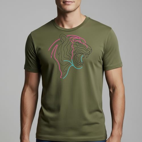Neon Tiger T-Shirt – Minimalist Retro Apparel – 100% Cotton Unisex Tee - color: Green, size: XX-Large