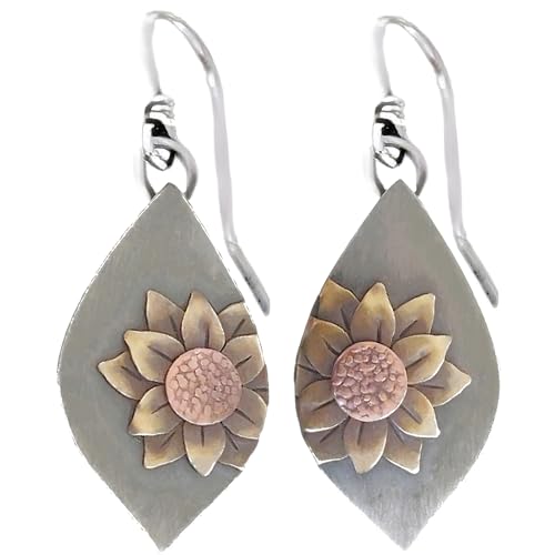 Boho Earrings, Statement Earrings, Teardrop Sunflower Earrings, Dangle Ethnic Earrings for Women, Handmade Bohemian Trendy Boho Vintage Jewelry - style: Sunflower-02