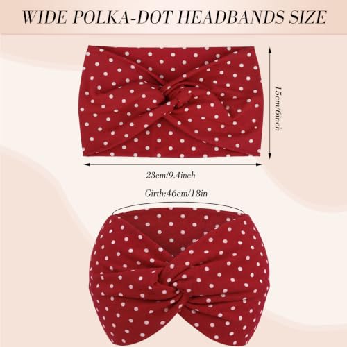 obeoby 6Pack Polka Dot Headbands for Women Girls, Wide Elastic Head Bands Non Slip for Workout, Trendy Thick Cross Hair Bands for Retro Y2K Outfit - color: Polka dots