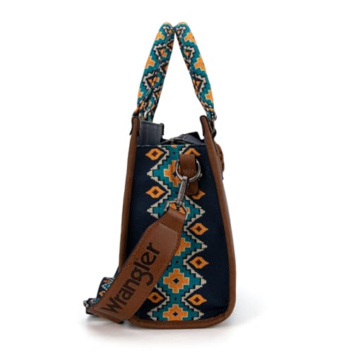 Montana West Wrangler Tote Bag for Women Aztec Western Retro Purse Top Handle Handbags - color: A-navy Blue