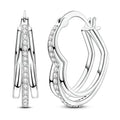 NARMO 925 Sterling Silver Hoop Earrings for Women Hypoallergenic Lightweight Simple Huggie Hoop Earrings Twisted Hoop Earrings Colorful Cubic Zirconia Hoop Earrings Rainbow Hoop Earrings - color: Stacked Love