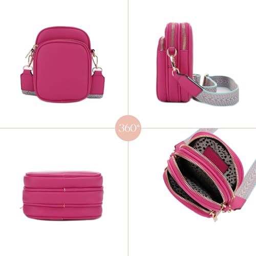 Mali+Lili, Josie Triple Zip Crossbody Bag - color: Fushia