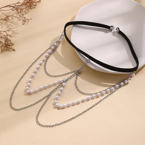 Snake Leg Chain for Women, Sexy Serpent Charm Thigh Garter, Summer Bikini Skirt Beach Party - style: F pearl silver