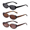 90s Sunglasses for Women Men Retro Small Oval Sunglasses - color: Black/Grey+leopard/Grey+tortoise/Gradient Brown