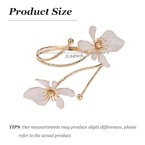 Arm Cuff Jewelry for Women Adjustable Flower Cuff Bangle Bracelet Gold Armband Upper Jewelry Gifts for Women Boho Western Accessories - color: A2:white flower