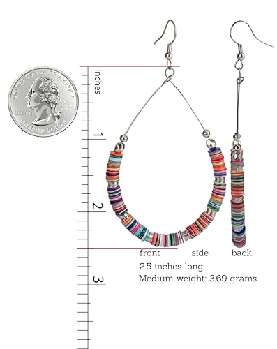 Bohemian Multi-Colored Sequin Hoop Gold Earrings - SPUNKYsoul Collection… - style: LARGE HALF DISC SILVER