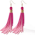 Coiris Boho Leather Layered Tassel Earrings for Women Lightweight Leather Fringe Dangle Earrings Handmade Bohemian Summer Beach Western Drop Earrings for Women - color: RosePink