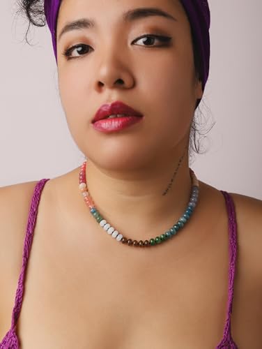 Sacina Trendy Boho Colorful Beaded Crystal Choker, Y2k Summer Beach Necklace, Boho Necklace, Hippie Jewelry, Christmas Jewelry Gift for Women - color: H