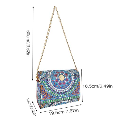 C'eitura Mandala Diamond Art Wooden Clutch Purse with Chain, 5D DIY Rhinestone Shoulder Bag Kit, Boho Festival Wallet, Handmade Craft Project for Beginners, Unique Women's Gift - color: SKB210
