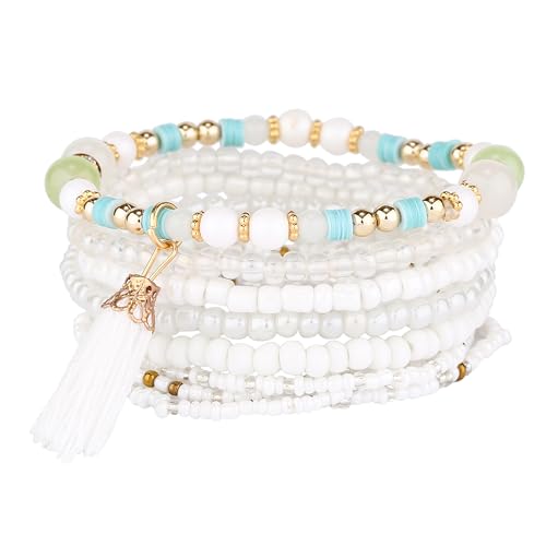 6 sets Bohemian Multilayer tassels bracelet Handmade Wrap Bracelets Bangle Jewelry Bracelets for Women - color: 6PCS-A
