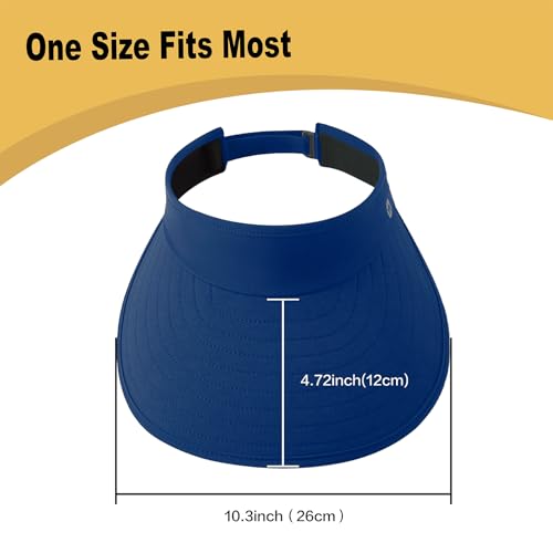 WANDER Sun Visor Hats for Women Wide Brim UV Protection Adjustable Large Golf Beach Cap Packable Travel Sport Visor - color: Royal Blue