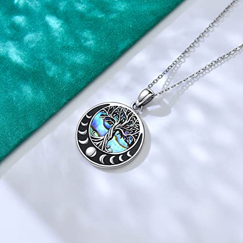 ONEFINITY Tree of Life Necklace 925 Sterling Silver Abalone Shell Celtic Knot Pendant Necklace for Women Jewelry - style: Moon Phase Tree of Life