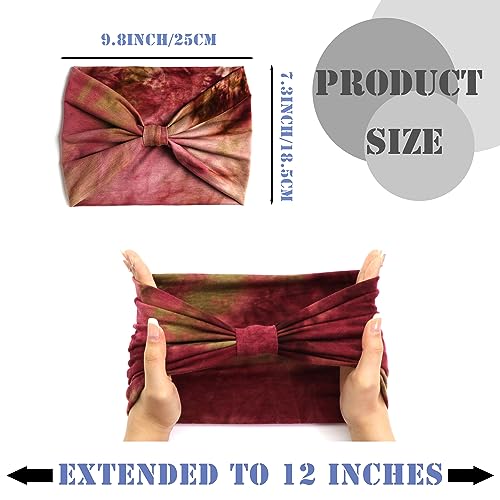 FULZTEY Wide Headbands for Wome Fashion Tie Dye Hairbands Non Slip Knotted Headwraps Stylish Boho Bandanas Elastic Workout Yoga Sweat Turban Cute Head Bands for Women's Hair Accessories 4pcs - color: Style 23