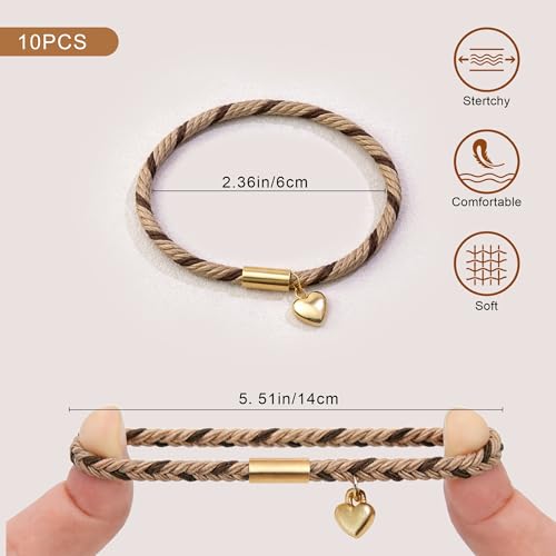 Boho Hair Ties, 10 PCS Cute Bands for Thick or Thin Hair, No Damage Elastic Bracelets, Hair Accessories for Women-Letter O