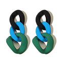 Charm Elegant Hollow Color Chain Acrylic Geometric Temperament Dangle Drop Earrings Bohemian Minimalist Hypoallergenic Jewelry Gift - color: Black Blue Green earrings