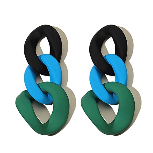 Charm Elegant Hollow Color Chain Acrylic Geometric Temperament Dangle Drop Earrings Bohemian Minimalist Hypoallergenic Jewelry Gift - color: Black Blue Green earrings