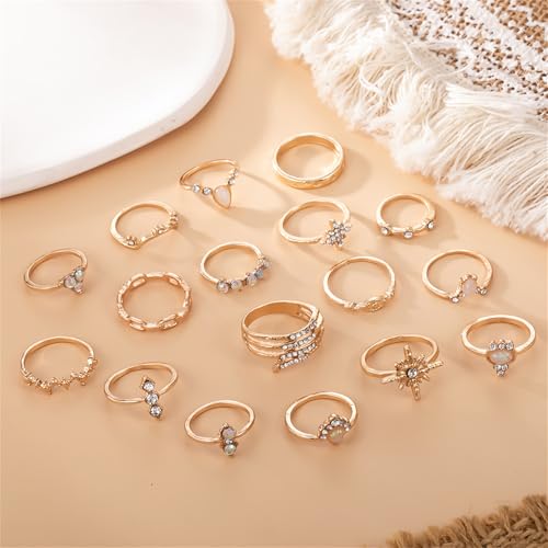 Boho Stackable Rings for Women Trendy Knuckle Joint Finger Knuckle Nail Ring Sets Simple Star Moon Stack Preppy Statement Rings Cute Stuff - style: I-9