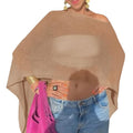Fisoew Women Sheer Poncho Top Lightweight Knit Crochet Summer Shrug Bolero Off Shoulder Going Out Beach Cover up - color: Khaki, size: Large