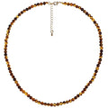Simple Choker Necklace for Women Real Stone and Crystals Necklaces 4mm Beaded Choker Jewelry Meditation Gift for Women (16"+2") - style: Tiger's eye
