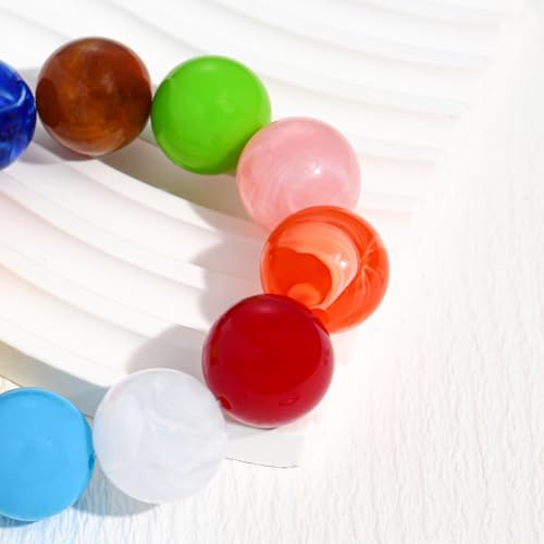 Multicolor Chunky Beaded Bracelet for Women Bold Acrylic Resin Stretch Bracelet Summer Beach Statement Bracelets Trendy Elastic Bangle Jewelry - color: Large bead bracelet-colorful