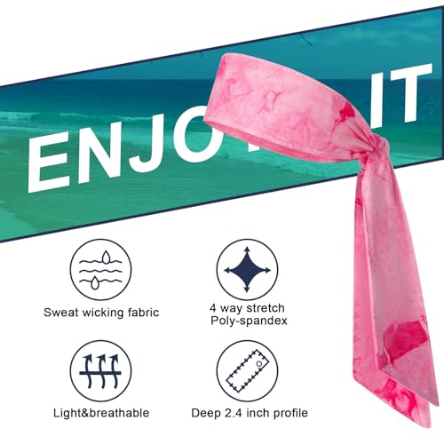 Jutom 4 Pieces Tie Headbands for Men Women Sports Bandana Hair Band Camo Headbands Elastic Sweat Wicking Karate Adjustable Non Slip Hairband for Yoga Workout Running - color: Fashion Color