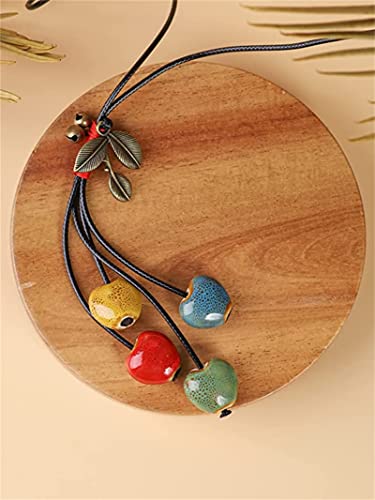 Pingyongchang H&Z Bohemian Colorful Ceramic Beads Lariat Necklace, Hippie Moon Stars Ceramic Tassel Beaded Jewelry Gifts for Women - color: colourful