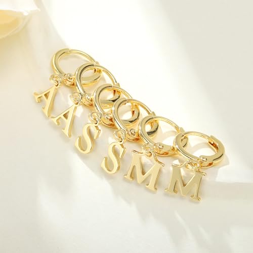 IEFWELL Earring for Teen Girls - Initial Hoop Earrings, Hypoallergenic Small 14K Gold Plated Huggie Hoop Earring, Dangle Earrings for Women Girls Jewelry Gifts for Women Mom - color: D