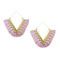 Tassel Hoop Earring Statement Thread Dangle Earrings Stylish Long Fringe Drop Earrings Lightweight Long Swingy French Hook Earrings for Women - color: A Purple