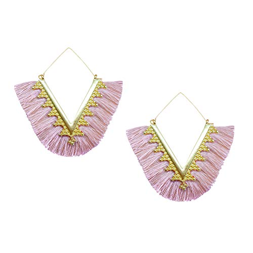 Tassel Hoop Earring Statement Thread Dangle Earrings Stylish Long Fringe Drop Earrings Lightweight Long Swingy French Hook Earrings for Women - color: A Purple