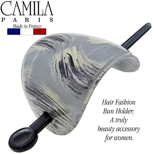 Camila Paris CP3345 French Bun Holder Cover Cap, Blue Hair Updo, Hair Pin Thru, No Slip Strong Hold Hair Clip for Women and Girls, Made in France - color: Blue