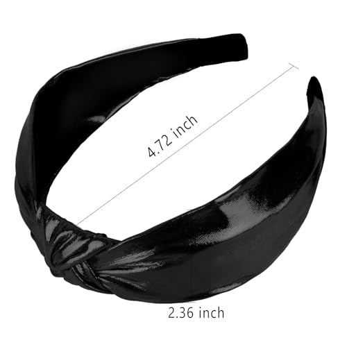 YISSION Black Knotted Headband Wide Headbands for Women No Slip Fashion Head Band Top Knot Hairband Hair Accessories for Women - color: Black