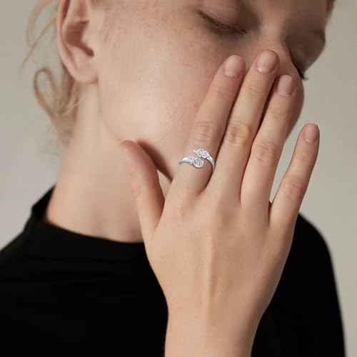 Vito 925 Sterling Silver Adjustable Open Spoon Ring for Women Men, Lotus Sunflower Snake Spoon Band Rings Feather Hug Witches Knot Inspirational Jewelry Gift for Wife - style: Trisquel and Triquetra
