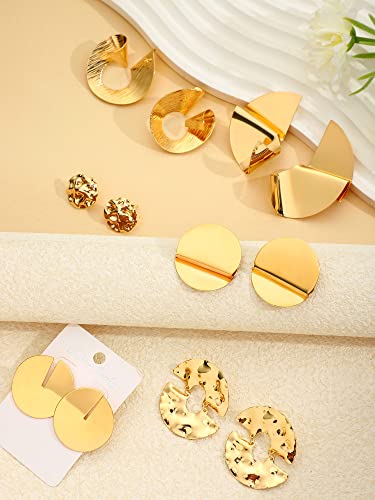 Glenmal Gold Statement Earrings for Women Large Gold Geometric Earrings Woven Twisted Leaf Earring Jewelry Gift - style: Round Style
