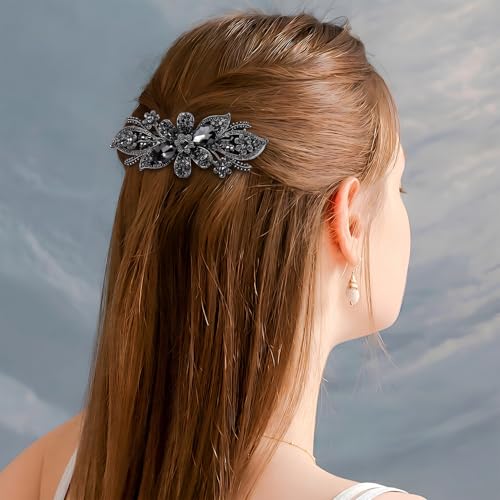 Joez Wonderful Rhinestone Hair Clips, Crystal Spring Flower Bridal Hair Accessories for Women, Sparkly Fancy Hair Pins Barrettes for Wedding Bride Long Hair- Gray - color: Rhinestone Butterfly Gray