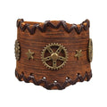 GelConnie Punk Leather Cuff Bracelet Adjustable Straps Wrap Bracelets Arm Armor Cuff Gothic Leather Wristbands for Men, Women - color: MLPB108-Brown