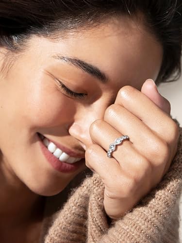 Custom4U Personalized Mothers Ring with 1-5 Birthstones Names Engraved 925 Sterling Silver/14K White Gold Plated Birthstone Rings for Women Promise Ring Birthday Jewelry Gifts for Mom Grandmother Wife - color: Half-eternity Infinity Ring (No Custom)