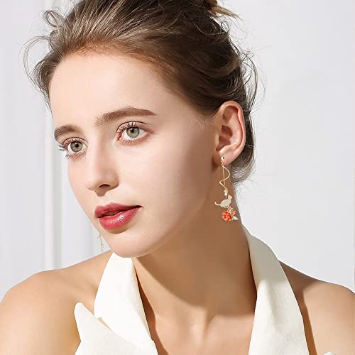 Lightweight Boho Chic Crystal Asymmetry Flower Drop Earrings White Long Dangle Petals Tassel Earrings for Women Wedding Jewelry - color: B
