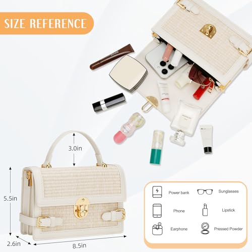 KKXIU Straw Purses for Women – Summer Beach Shoulder Purse & Clutch Handbag, Woven Crossbody Bags for Women - color: Beige