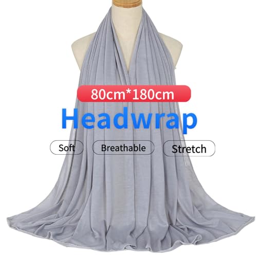 Harewom Head Wraps for Black Women Stretch Head Scarf Long African Hair Wraps Turban Headwraps Jersey Headbands - color: 1pcs -Light Gray