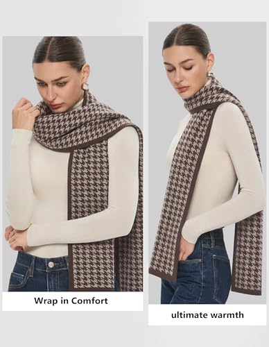 PULI Women's Pashmina Shawl Wraps for Evening Dress Large Scarf Blanket Long Wedding Bridal Winter Warm Shoulder Wrap - color: Houndstooth-caramel