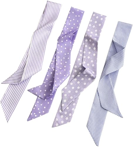 4 Pack Purse Scarf Handbags For Women,Boho Scarrves for Bag Hair Accessories Handle Fashion Lightweight - color: Purple
