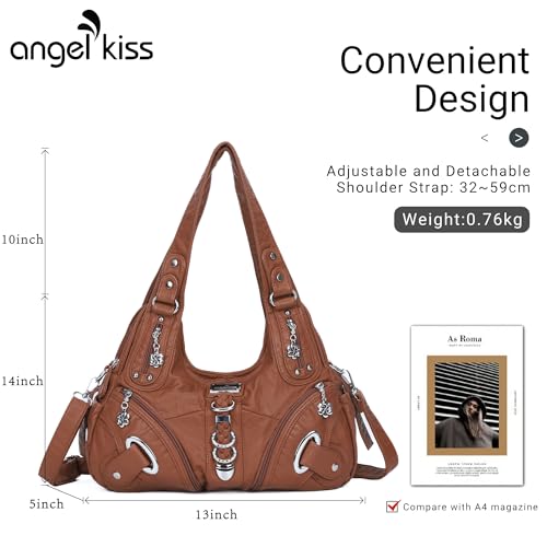 Angelkiss Hobo Purses and handbags for Women Satchel Handbag Women Purses Large Daily Shoulder Bags | Purses - color: Brown