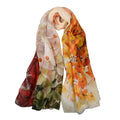 100% Mulberry Silk Women's Neck Silk Scarf-Lightweight Shawl,FLoral Print Beach Silk Wrap-Scarves for Photography - color: Yellow Green Red Floral