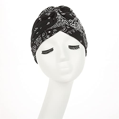 beauty YFJH Women's Cotton Turban Head Wrap Cancer Chemo Beanies Cap Headwear Cap Bonnet Hair Loss Hat - color: Black White Insect