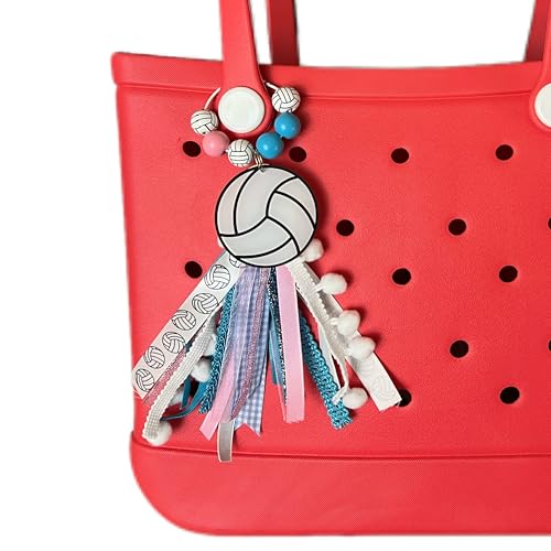 Baseball Softball Soccer Football Volleyball Sports Mom Charms for Bogg Bag Accessories Tassel Backpack Gifts - style: Volleyball