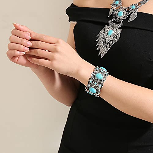 Turquoise Beaded Stretch Bracelets Bohemian Stackable Bracelets Y2K Summer Beach Bracelets Jewelry for Women - color: Silve-B