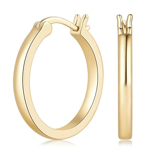 Gold Hoop Earrings 14K Gold Earrings for Women Gold Hoop Earrings for Womens Hoops Pure Minimal Style for Light and Delicate Hoops Earring for Womens 20/25/30/40mm - size: 20mm