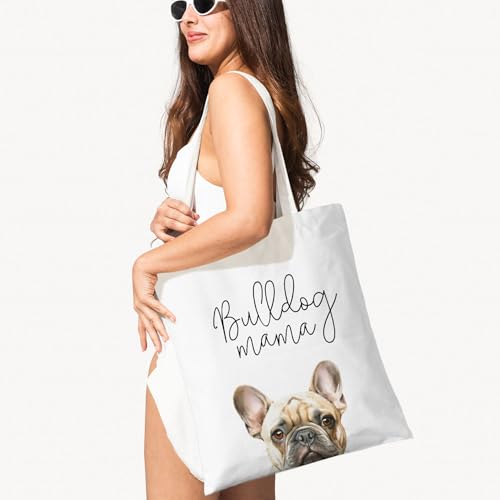 Dog Mama Canvas Tote Bag for Women, Dogs Lover Gift for Dog Mom, Birthday Christmas Cute Rottweiler Gifts For Women. - color: Bulldog Mama (023)